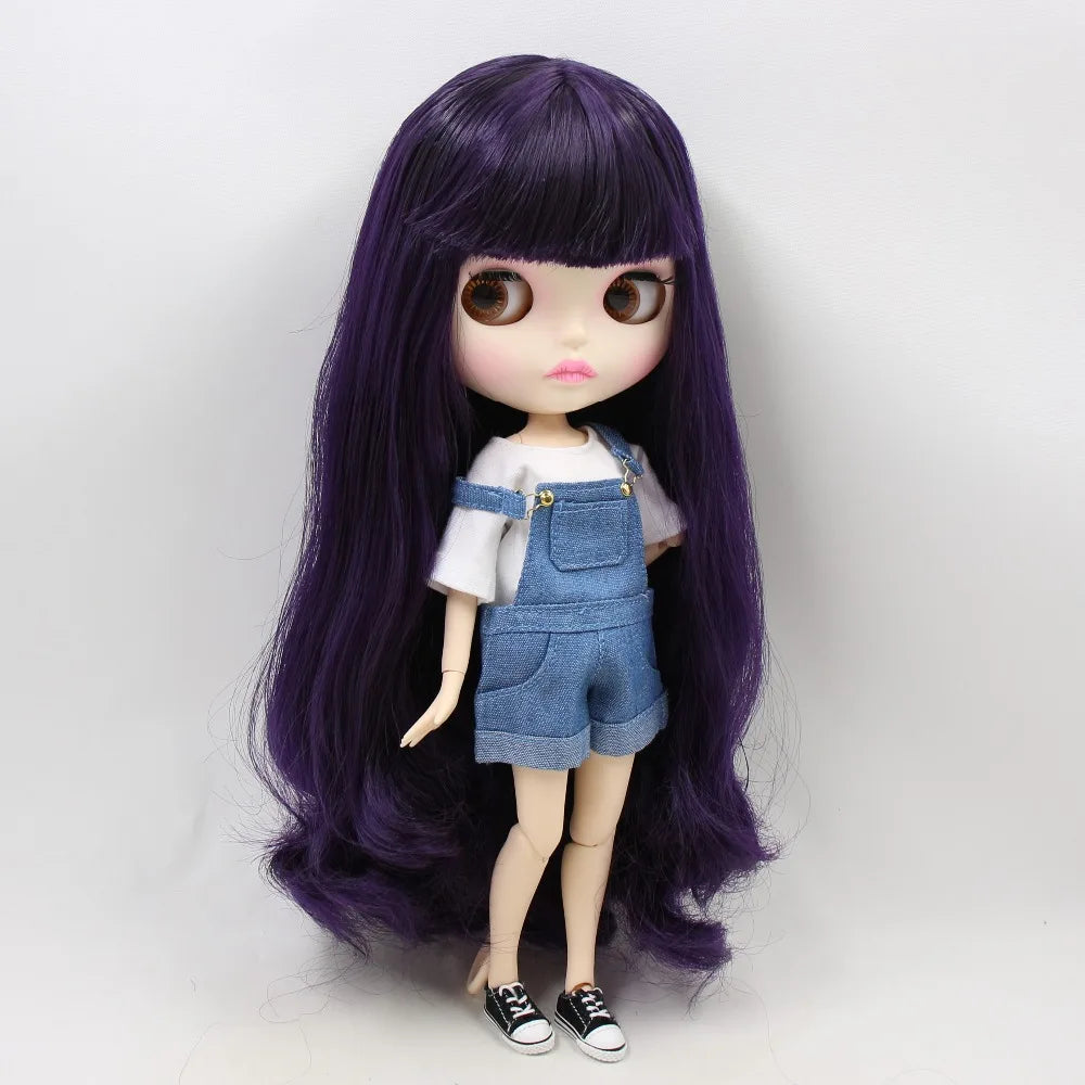 ICY DBS Blyth Doll bjd joint body white skin new faceplate matte face BL169 purple hair 30cm