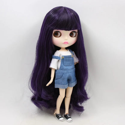 ICY DBS Blyth Doll bjd joint body white skin new faceplate matte face BL169 purple hair 30cm
