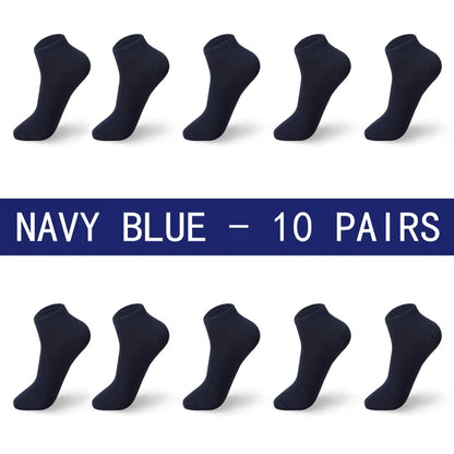 Men Summer Boat Socks Large size 44,45,46,47,48 Black Breathable Fashion Black Male Cotton Socks Men short Big New 10 Pairs