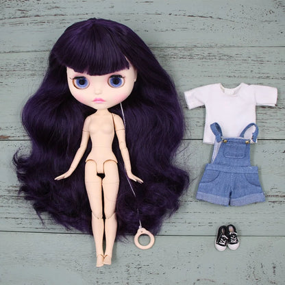 ICY DBS Blyth Doll bjd joint body white skin new faceplate matte face BL169 purple hair 30cm