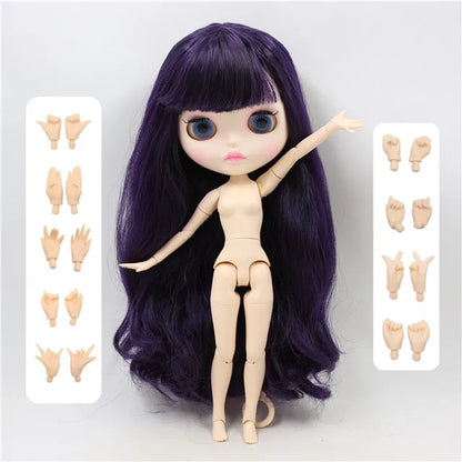 ICY DBS Blyth Doll bjd joint body white skin new faceplate matte face BL169 purple hair 30cm
