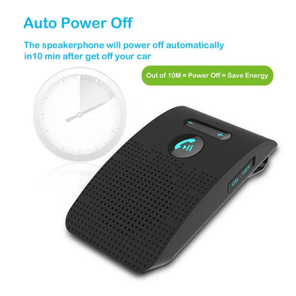 5.0 Handsfree Car Kit Hifi Speaker 2W Wireless Audio Receiver MP3 Music Player Noise Cancelling Sun Visor Clip