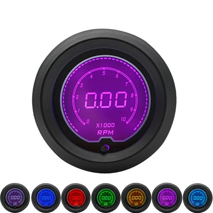 52mm Boost/Water temp/Oil temp/Volt/Tachometer/EGT/Air fuel ratio/Oil pressure Gauge LCD Digital 7 Color Display + Gauge Pods