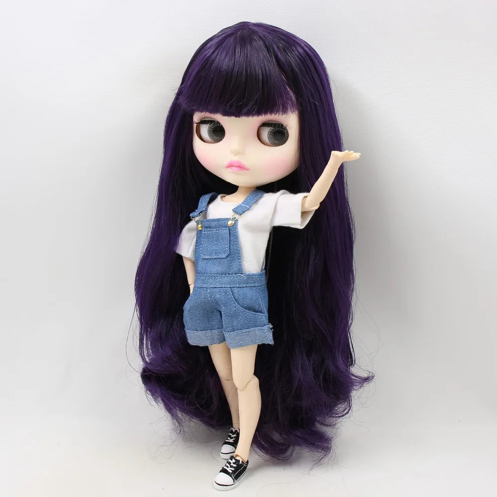 ICY DBS Blyth Doll bjd joint body white skin new faceplate matte face BL169 purple hair 30cm