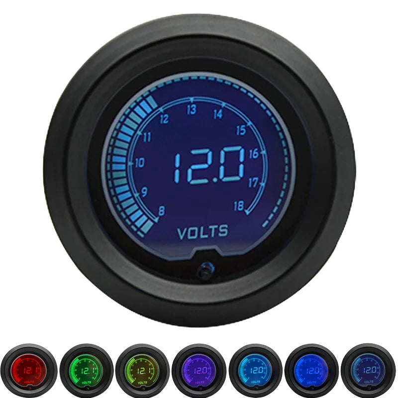 52mm Boost/Water temp/Oil temp/Volt/Tachometer/EGT/Air fuel ratio/Oil pressure Gauge LCD Digital 7 Color Display + Gauge Pods