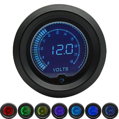 52mm Boost/Water temp/Oil temp/Volt/Tachometer/EGT/Air fuel ratio/Oil pressure Gauge LCD Digital 7 Color Display + Gauge Pods