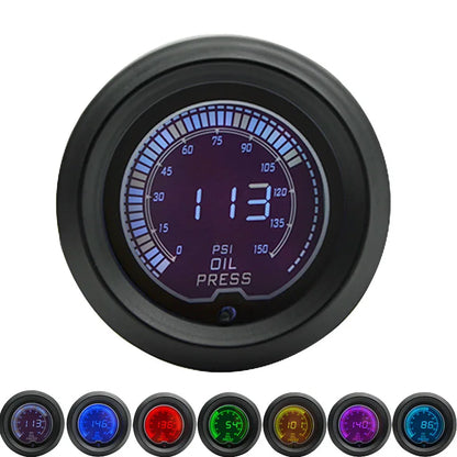 52mm Boost/Water temp/Oil temp/Volt/Tachometer/EGT/Air fuel ratio/Oil pressure Gauge LCD Digital 7 Color Display + Gauge Pods