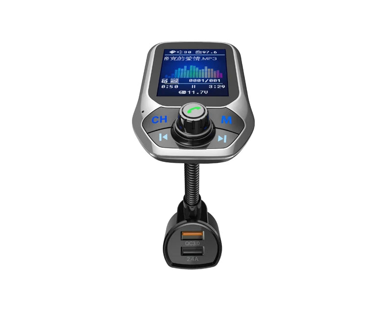 1.8 inch Color Display Bluetooth-compatible Handsfree Car Kit 3 USB Port QC3.0 Car Charger FM Transmitter Car MP3 Music Player
