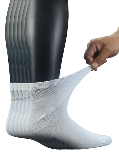 Men's Bamboo Diabetic Ankle Socks with Seamless Toe and Non-Binding Top,6 Pairs L Size(10-13)