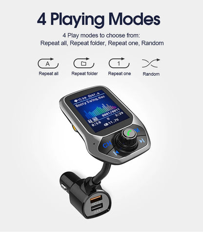1.8 inch Color Display Bluetooth-compatible Handsfree Car Kit 3 USB Port QC3.0 Car Charger FM Transmitter Car MP3 Music Player