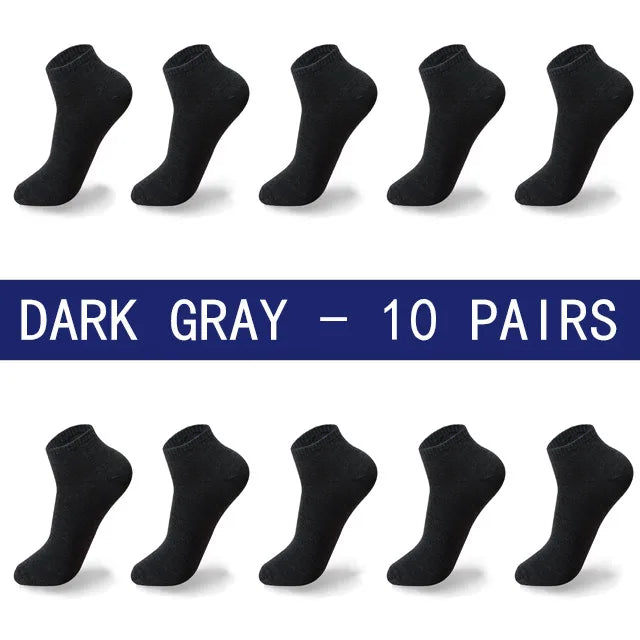 Men Summer Boat Socks Large size 44,45,46,47,48 Black Breathable Fashion Black Male Cotton Socks Men short Big New 10 Pairs