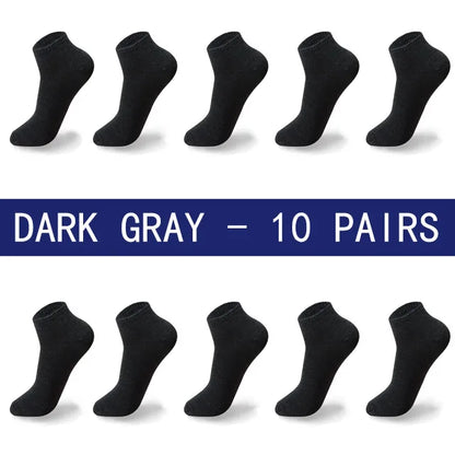 Men Summer Boat Socks Large size 44,45,46,47,48 Black Breathable Fashion Black Male Cotton Socks Men short Big New 10 Pairs