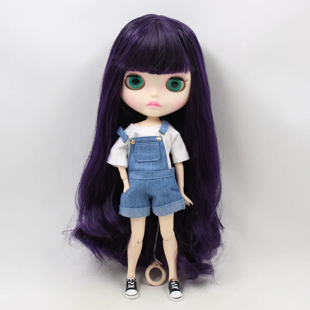ICY DBS Blyth Doll bjd joint body white skin new faceplate matte face BL169 purple hair 30cm