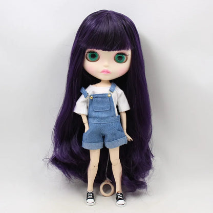 ICY DBS Blyth Doll bjd joint body white skin new faceplate matte face BL169 purple hair 30cm