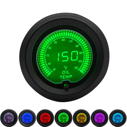 52mm Boost/Water temp/Oil temp/Volt/Tachometer/EGT/Air fuel ratio/Oil pressure Gauge LCD Digital 7 Color Display + Gauge Pods