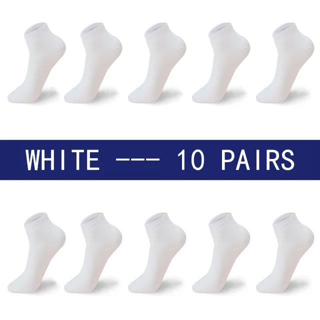 Men Summer Boat Socks Large size 44,45,46,47,48 Black Breathable Fashion Black Male Cotton Socks Men short Big New 10 Pairs
