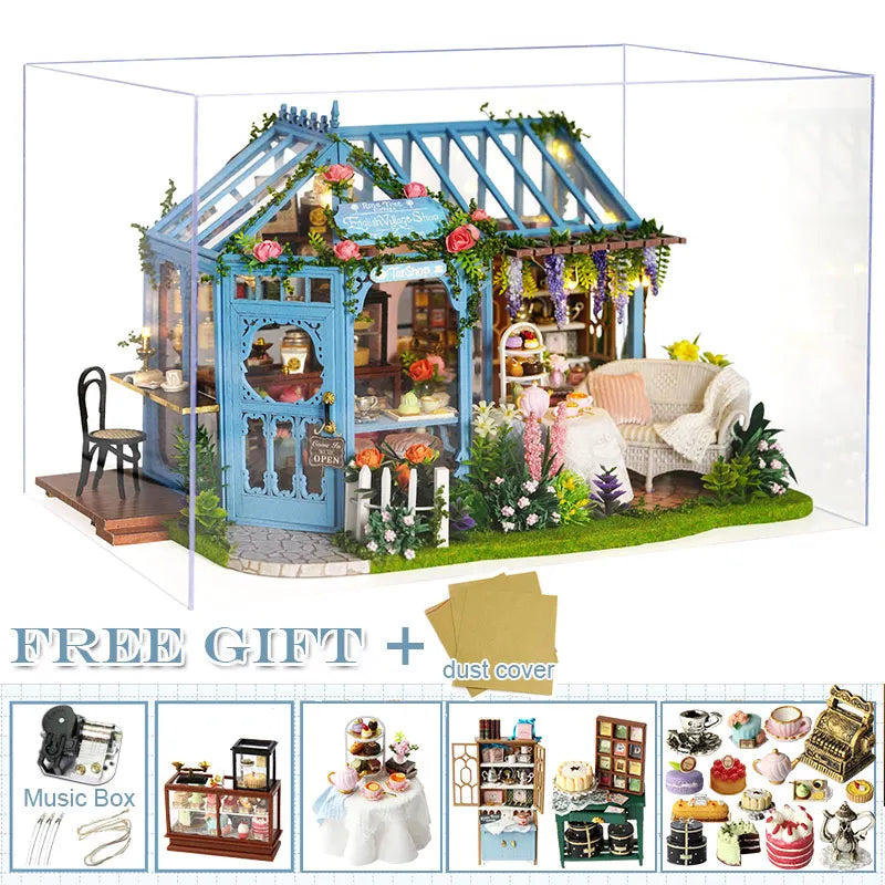 CUTEBEE DIY Dollhouse Wooden Doll Houses Miniature Dollhouse Kit Furniture Casa Music Led Toys for Children Birthday Gift
