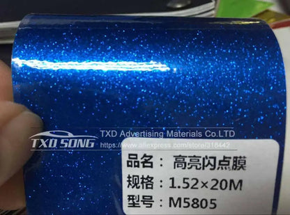 12/30/50/58X100CM/LOT FOR CHOICE Premium Blue High glossy diamond vinyl wrap film with air free bubble