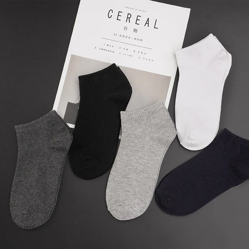 Men Summer Boat Socks Large size 44,45,46,47,48 Black Breathable Fashion Black Male Cotton Socks Men short Big New 10 Pairs