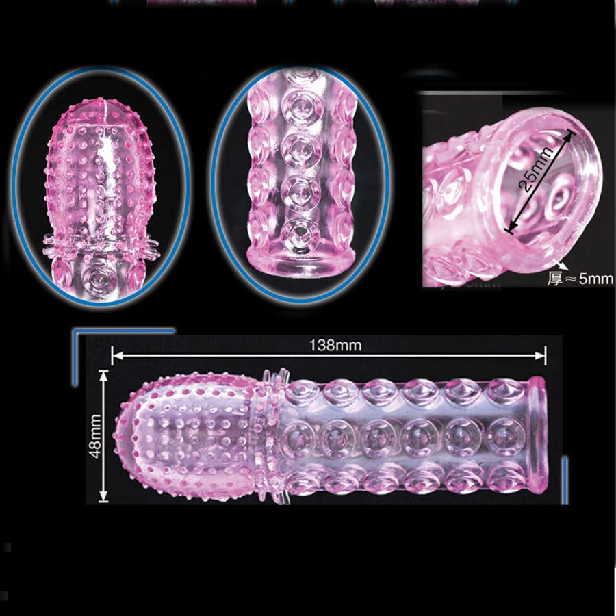Reusable Delay condom Impotence contraceptive bold Textured extension sleeve Sex products men toys thorn dildo Sleeve cock ring