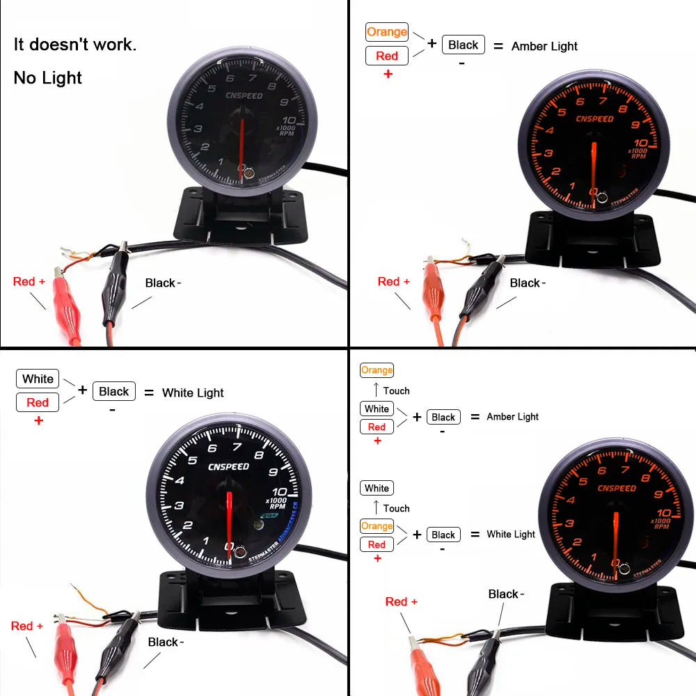 CNSPEED 2.5" 60mm New Boost Gauge Exhaust Gas Car Temperature Gauge Oil Pressure Water Temperature Oil Temperature Voltage Meter