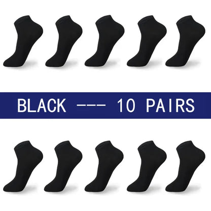 Men Summer Boat Socks Large size 44,45,46,47,48 Black Breathable Fashion Black Male Cotton Socks Men short Big New 10 Pairs