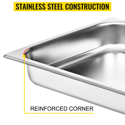 SucceBuyBuffet Chafing Dishes 8.5L-20L Gastronorm Pans Steam Table Pans Tray Stainless Steel Food Container for Party BBQ Baking