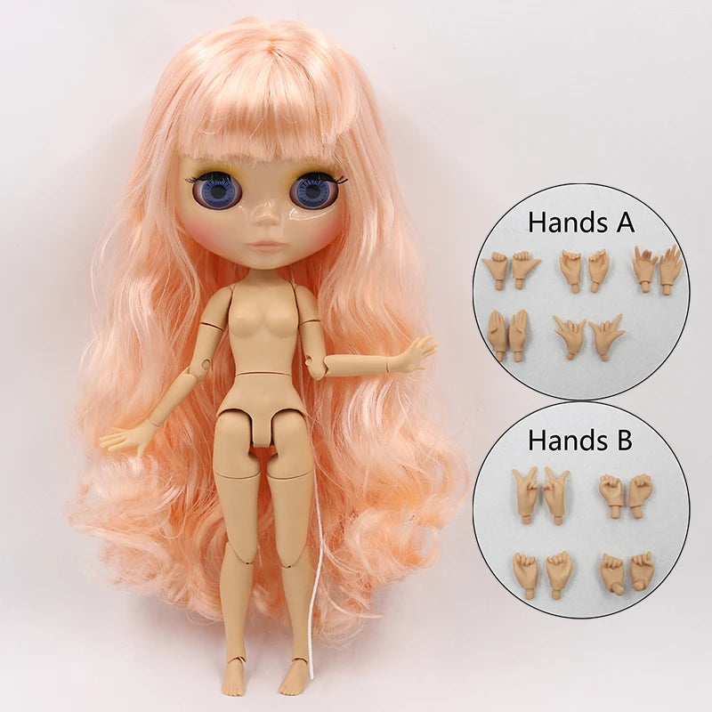 ICY DBS Blyth doll 1/6 bjd joint body tan skin doll glossy face 30cm toy random eyes colors
