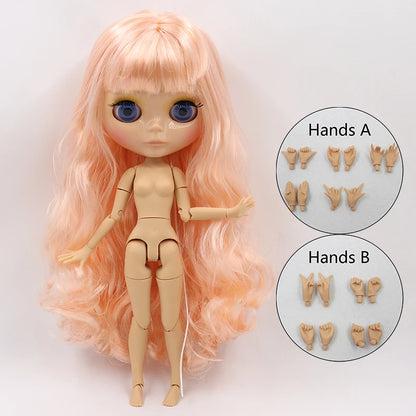 ICY DBS Blyth doll 1/6 bjd joint body tan skin doll glossy face 30cm toy random eyes colors