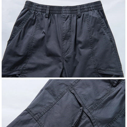 Zipper Cargo Pants Men Pocket OutDoor Full Length Pants Male Summer Straight Trousers Homme Loose Cotton Casual Pants Grey