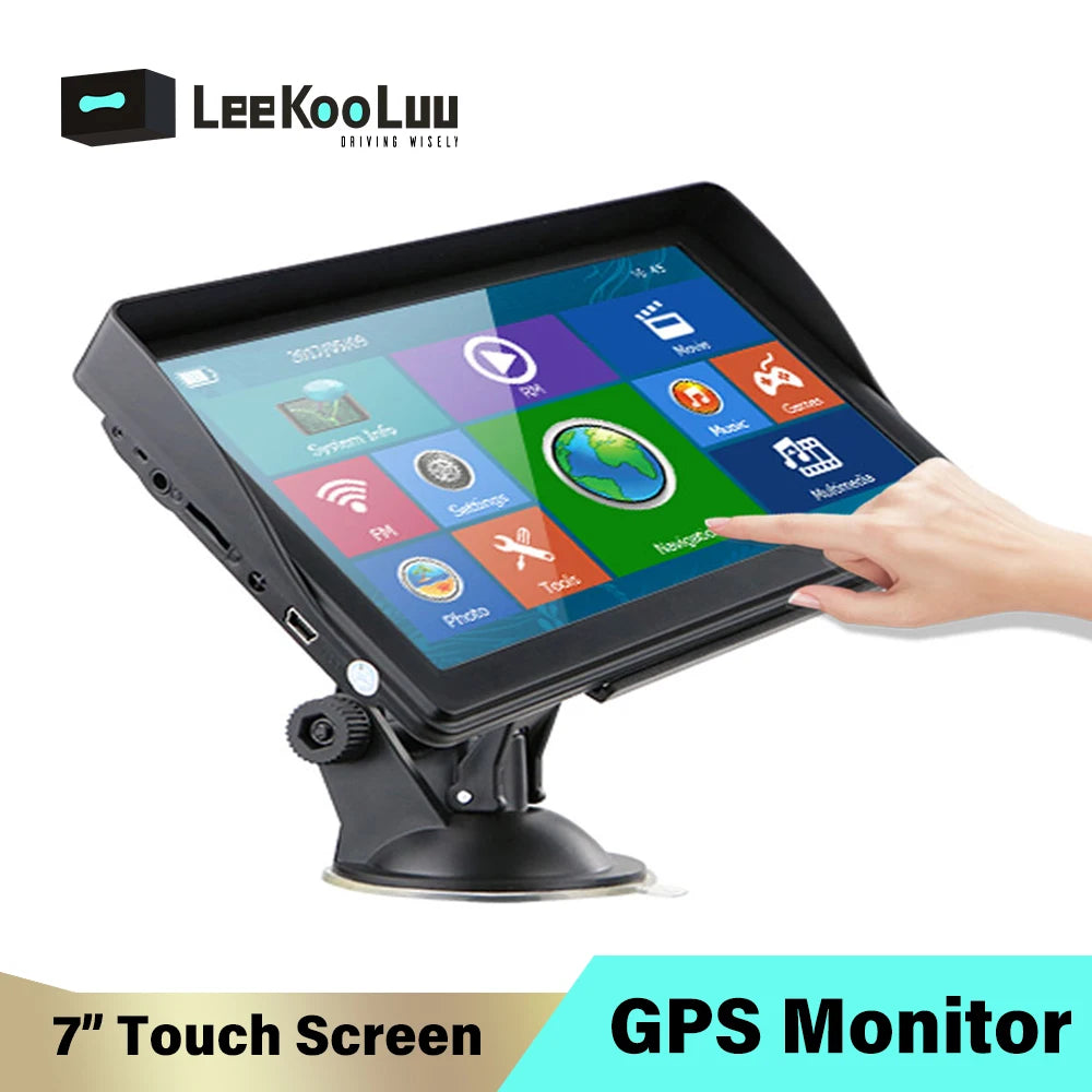 LeeKooLuu 7" inch HD Car GPS Navigation SatNav 8GB Navigators Bluetooth AV-IN FM MP3/MP4 Players
