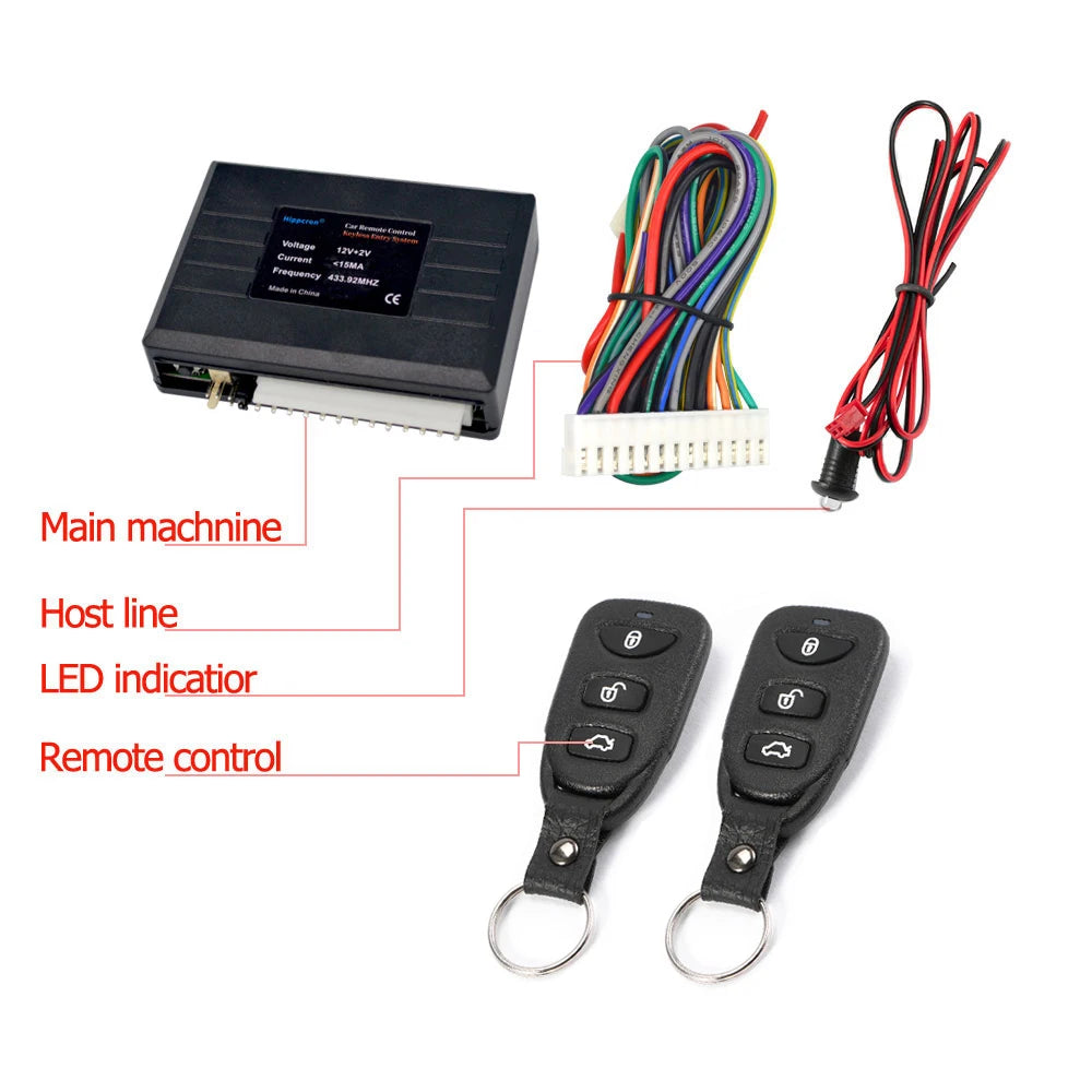 Hippcron Car Central Locking Alarm Systems Auto Remote Central Kit Door Lock Keyless APP With Remote Contr Entry System