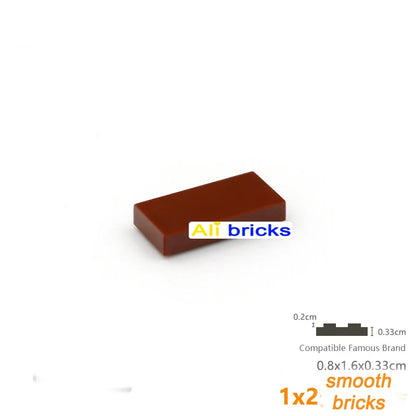 60pcs/lot DIY Blocks Building Bricks Smooth 1X2 Educational Assemblage Construction Toys for Children Size Compatible With Brand