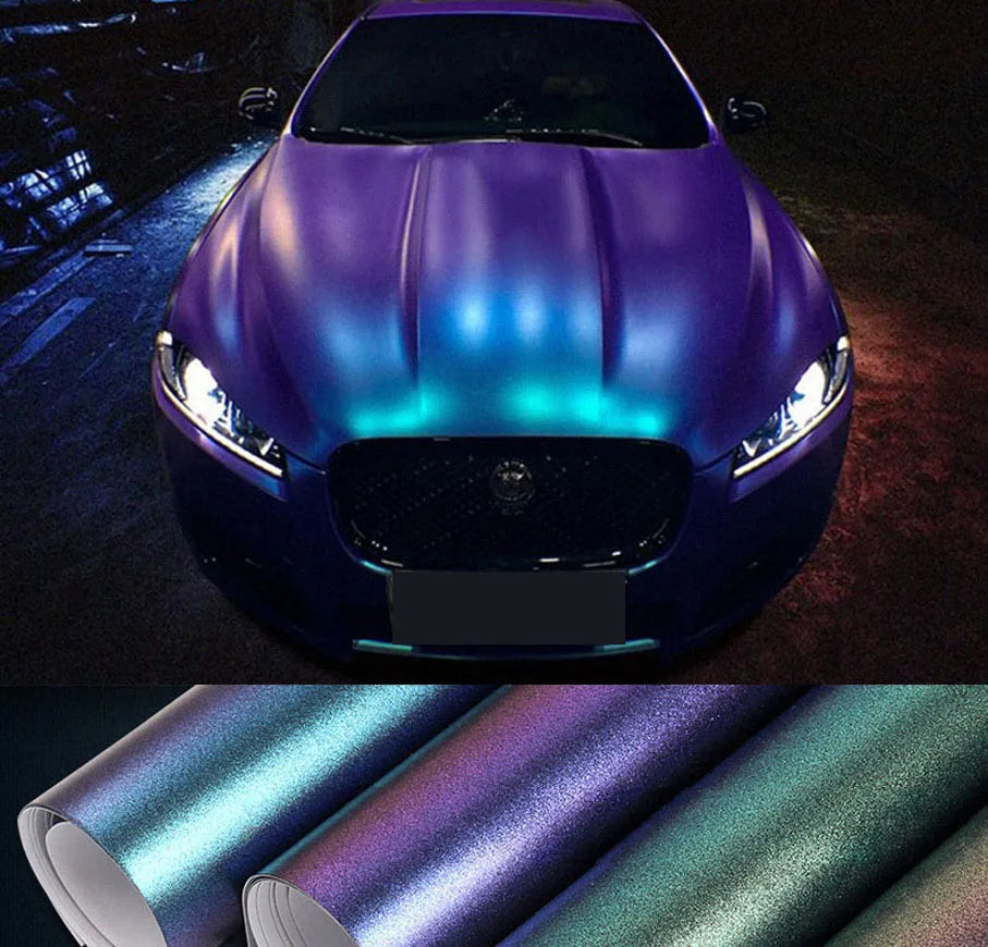 Premium Gloss Chameleon Pearl Glitter Metallic Green purple Vinyl Car Wrap Foil With Air Release Diamond Car Sticker Decal