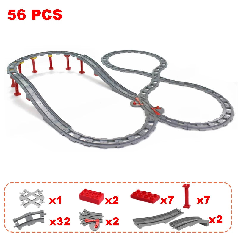 Rail Transport Big Size Building Blocks Creative Track Accessories Assemble Toys For Children Bricks Compatible City Train Set