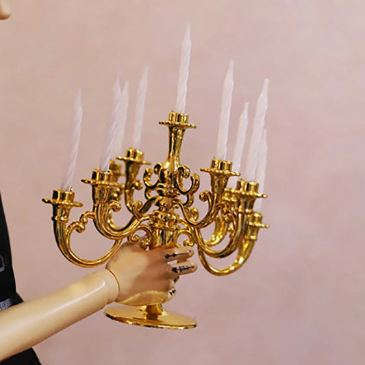 1Pcs 1:12 Dollhouse Mini Table Candle Candlestick Christmas Birthday Party Scene Home Ornament
