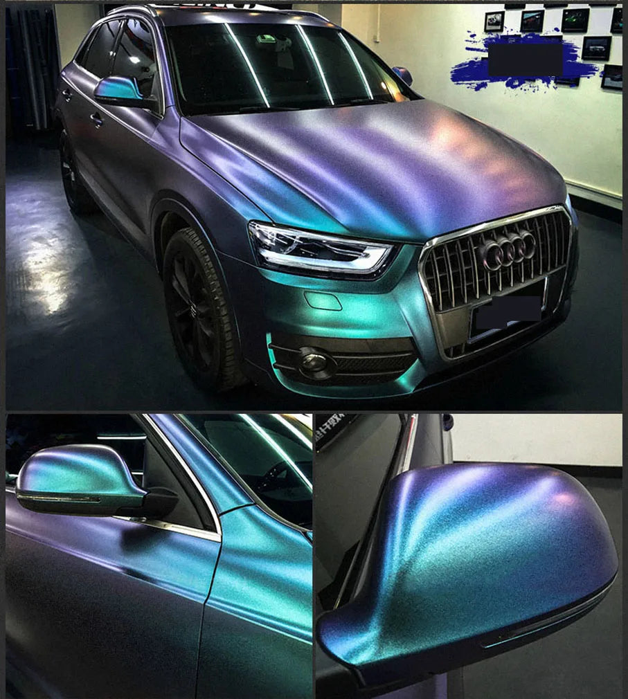 Premium Gloss Chameleon Pearl Glitter Metallic Green purple Vinyl Car Wrap Foil With Air Release Diamond Car Sticker Decal