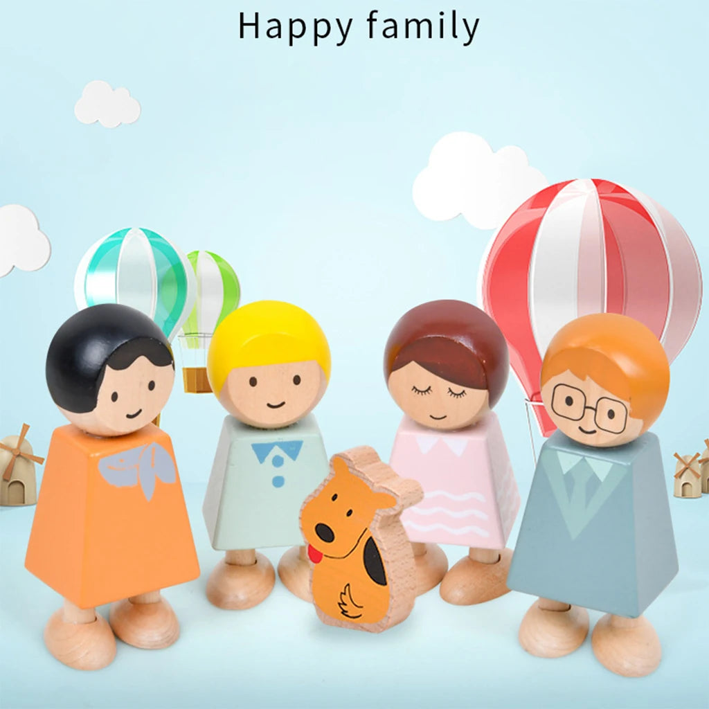 5Pcs Montessori Children Early Education Characters Building Blocks Baby Cognition Family Toys Development Toys