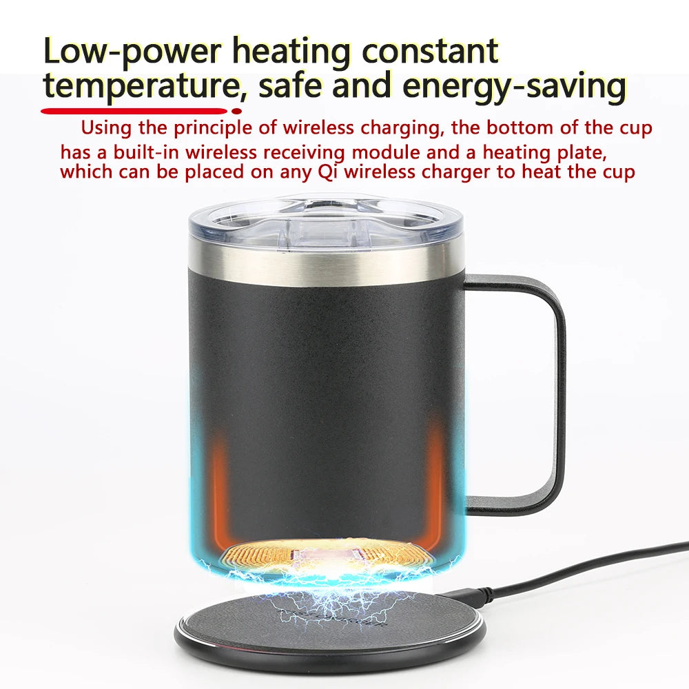 2026 Smart thermostat mobile phone wireless charging heating coaster coffee cup 55° household heater milk tea leakproof thermos