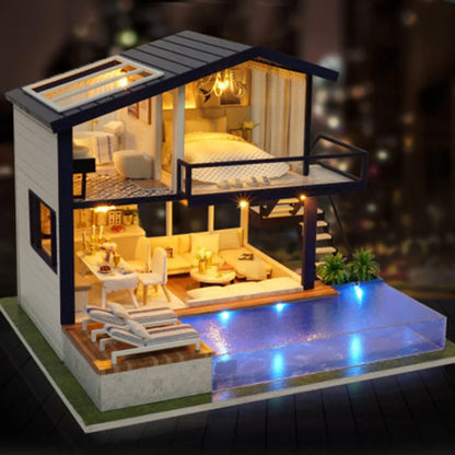 DIY Big Doll House Wooden Doll Houses Roombox Miniature Home Furniture Dollhouse Kit Casa Toys for ChildrenBirthday Gifts