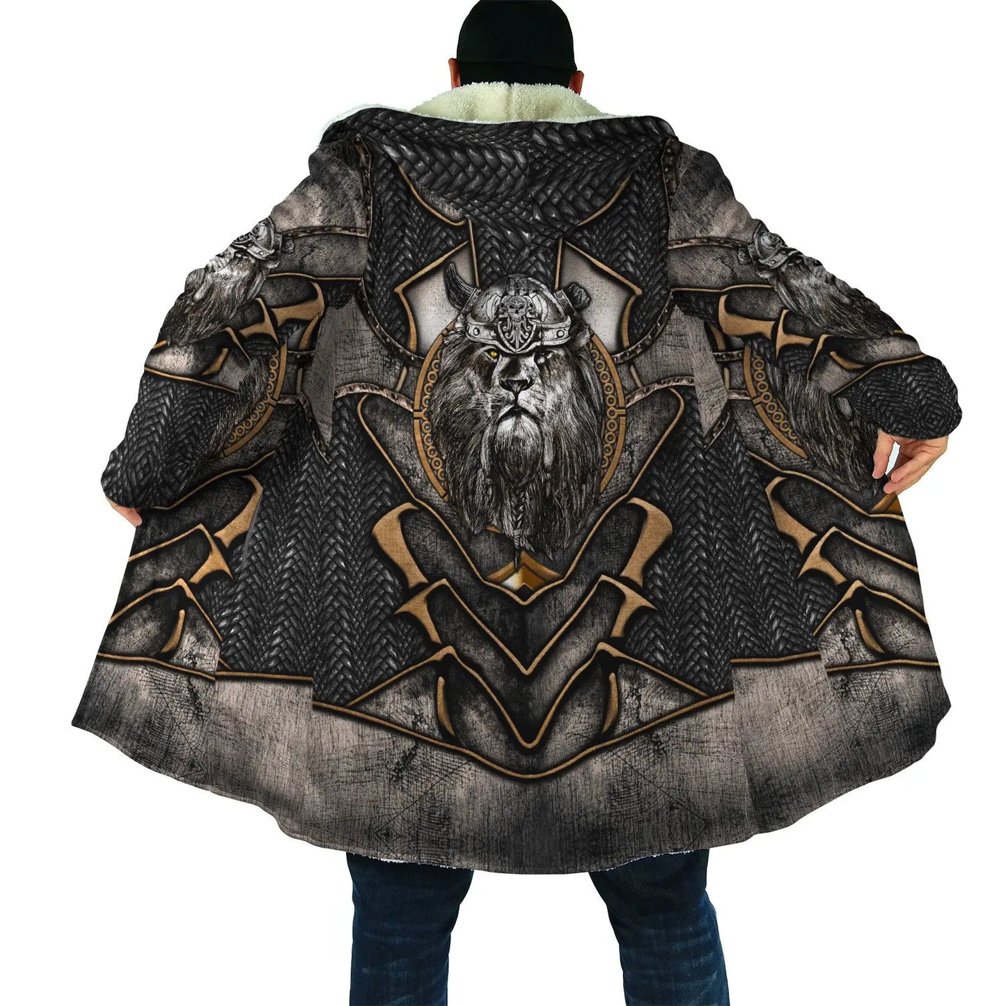 Winter Fashion Mens Hooded cloak Lion Tattoo Wolf 3D Printing Thick Fleece wind breaker Unisex Casual Warm Hood cloak DP04