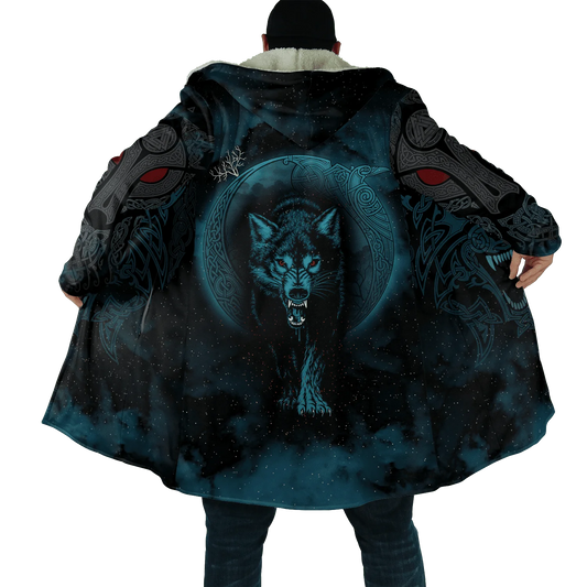 Winter Fashion Mens Hooded cloak Lion Tattoo Wolf 3D Printing Thick Fleece wind breaker Unisex Casual Warm Hood cloak DP04