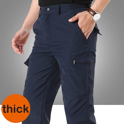 2024 Winter Men's Tactical Cargo Pants Plus Velvet Breathable Autumn Casual Long Trousers Male Quick Dry Multi-pocket Pant Warm