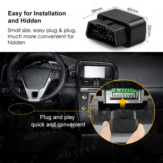 Mini OBD GPS Tracker Car Tracker Micodus 2G MV33 MV66 Realtime Tracking GPS Shock&Plug-out Alarm Geofence Free APP