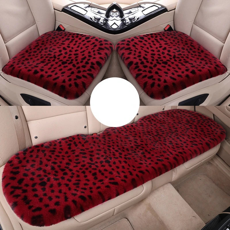 Seat Cushion Leopard Fluffy Pink Covers for Cars Seat Cover Car Decor Accessories Interior for Women for BMW Honda Hyundai LADA