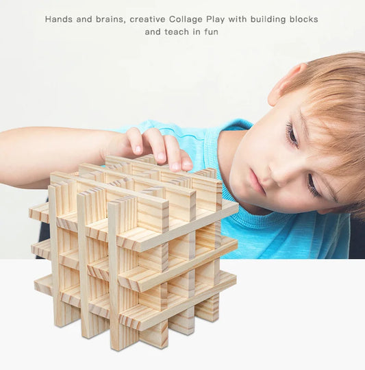 100pcs Wooden Building Block Architecture DIY Educational Toys for Kids Construction Kit Stacking High Block Puzzle Games Child
