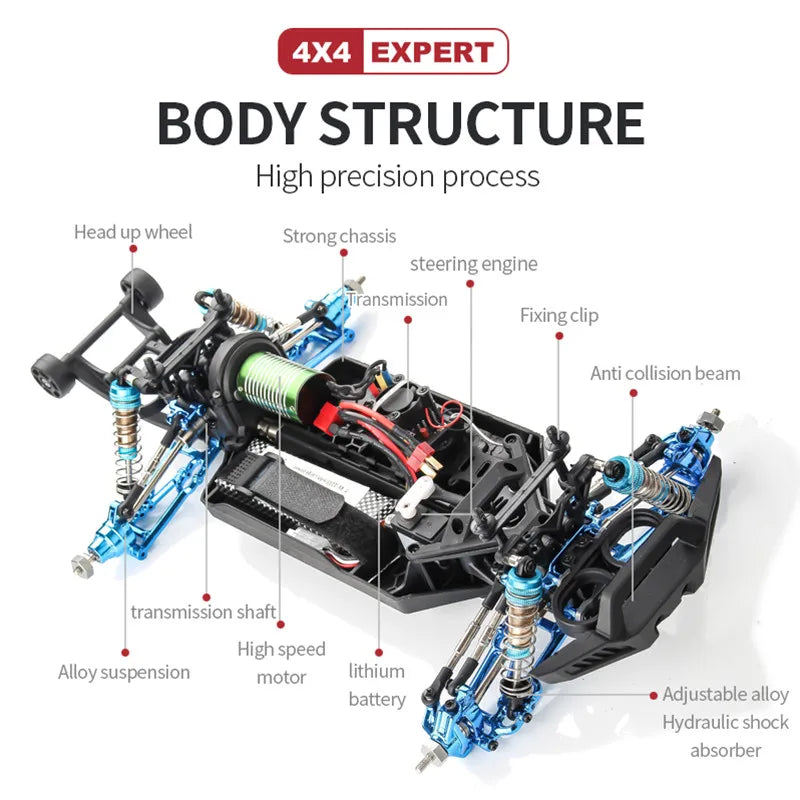80KM/H Brushless RC Racing Car Metal Alloy 200M Distance Racing Buggy off Load Climbing RC truck Shock Absorption Vehicle RC car