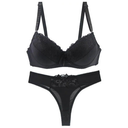 DaiNaFang New Sexy Push Up Bra Sets Padded Solid Lace Underwear For Women BCDE Cup Plus Size Female Lingerie
