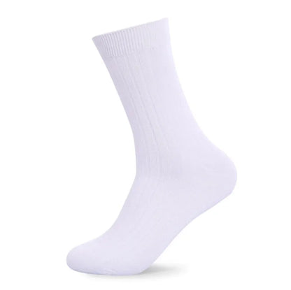 High Quality 5Pairs/lot New Men's Socks Cotton Black White Business Man Socks Breathable Stripes Double Needle Male Long Socks