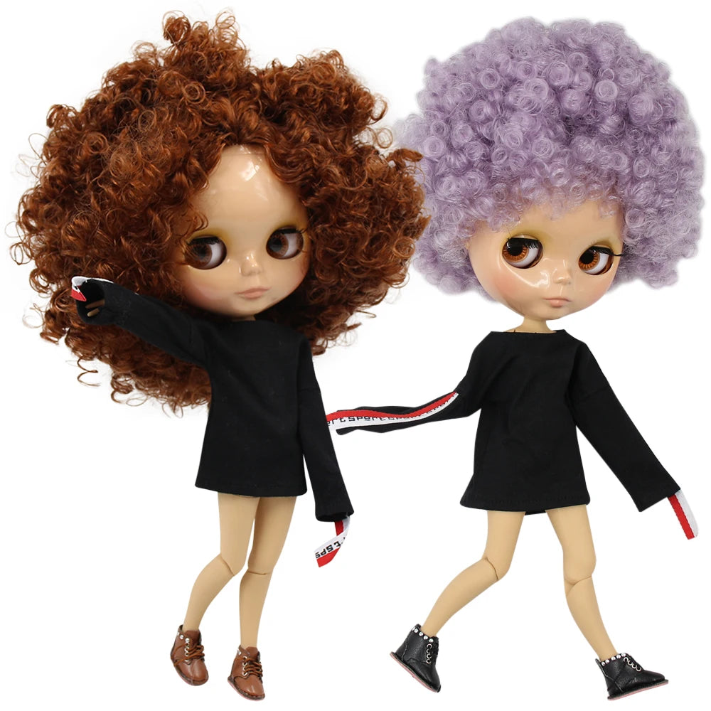 ICY DBS Blyth doll 1/6 bjd joint body tan skin doll glossy face 30cm toy random eyes colors